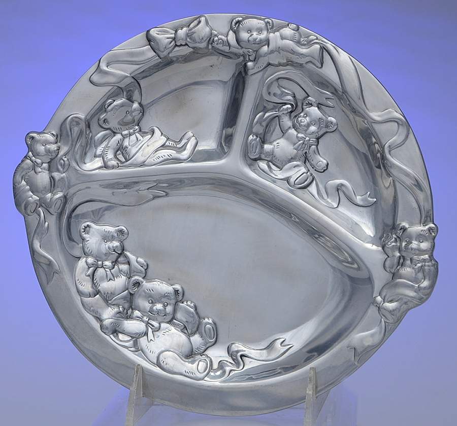 Baby (Aluminum, Hollowware) Baby Plate 3 Sections by Arthur Court-1