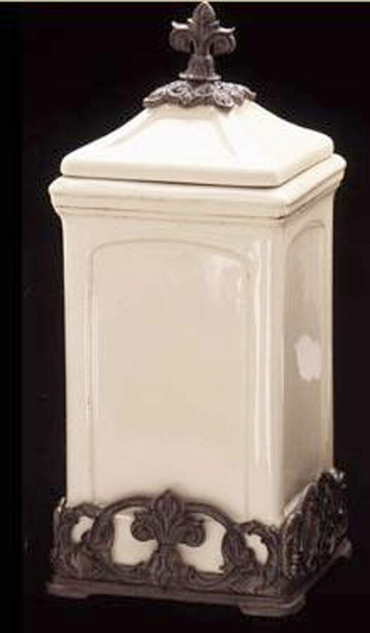 Fleur-De-Lis Tuscan (Metal, Hollowware) Canister & Lid by Arthur Court-1