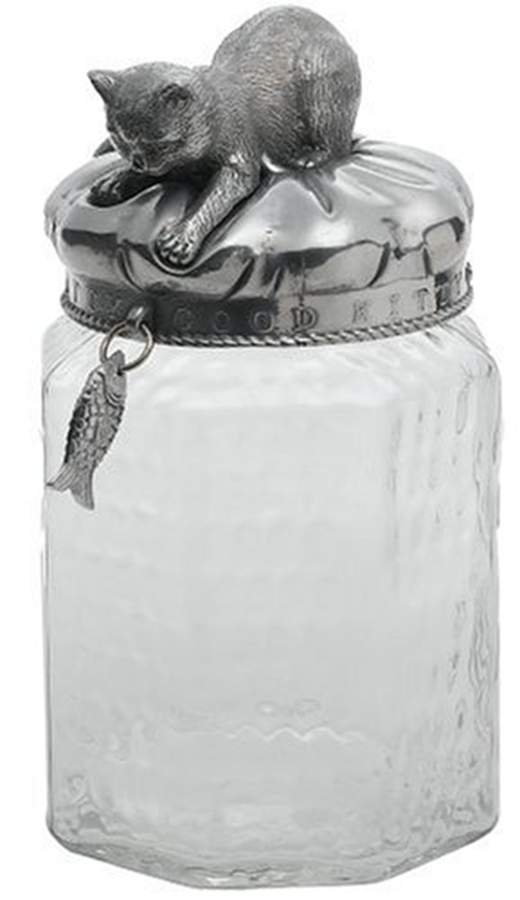 Pet (Metal, Hollowware) Crystal Treat Jar with Metal Lid by Arthur Court-1