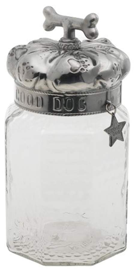 Pet (Metal, Hollowware) Crystal Treat Jar with Metal Lid by Arthur Court-1