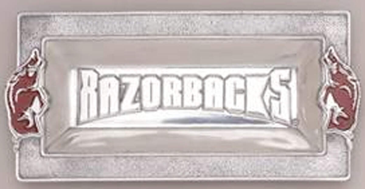 University of Arkansas (Aluminum, Hollowware) 12" Rectangular Tray by Arthur Court-1