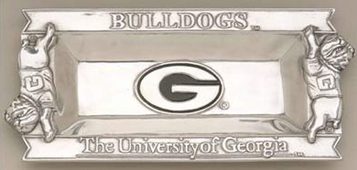 University of Georgia (Aluminum, Hlwr) 12" Rectangular Tray by Arthur Court-1