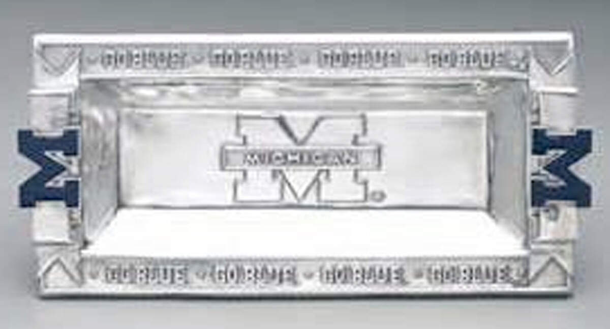 University of Michigan (Aluminum, Hlwr) 12" Rectangular Tray by Arthur Court-1