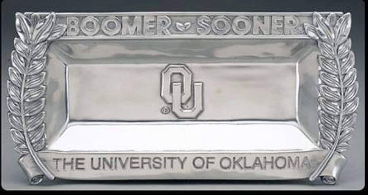 University of Oklahoma (Alumninum, Hlwr) 12" Rectangular Tray by Arthur Court-1