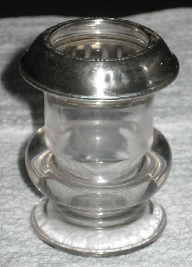 120 (Sterling, Hollowware) Crystal Toothpick Holder with Sterling Rim by Amston-1