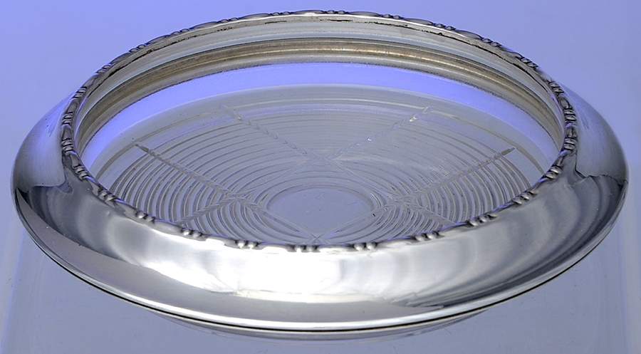 120 (Sterling, Hollowware) Crystal Wine Coaster with Sterling Lip by Amston-1