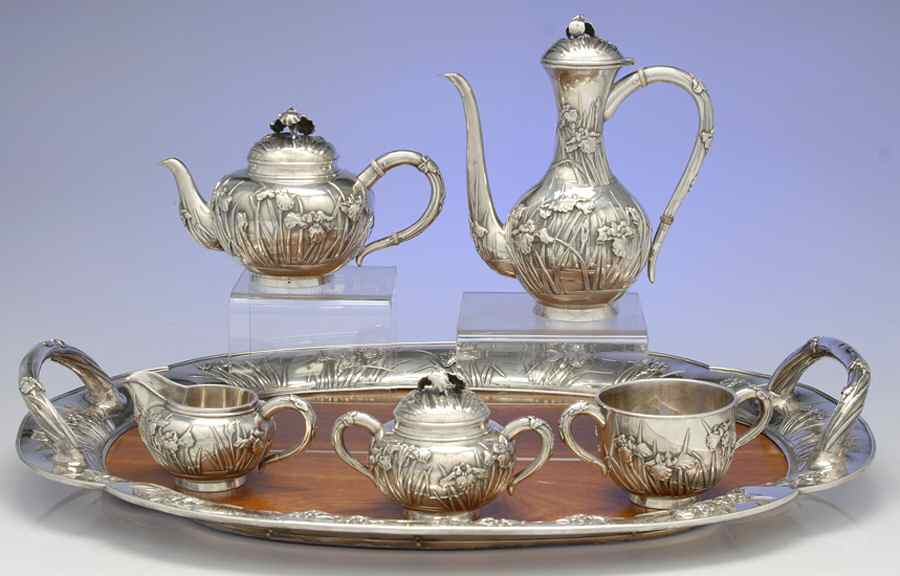 A3B1 (Sterling, Hollowware) 6 Piece Tea Set (SCP, STP, SCR, SSU, SWB, WTL) by Arthur & Bond-1