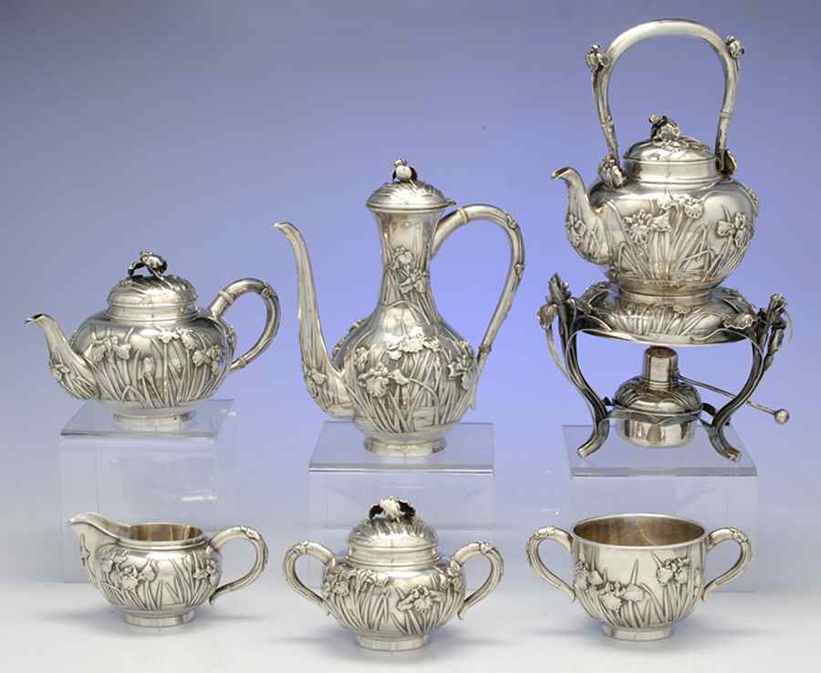 A3B1 (Sterling, Hollowware) 6 Piece Tea Set (SCP, STP, SCR, SSU, SWB, SKES) by Arthur & Bond-1