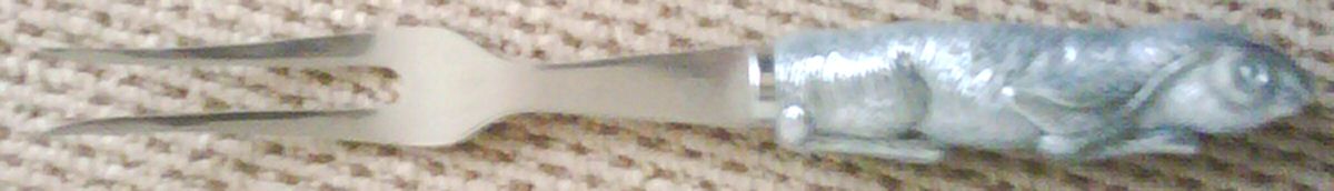 Bunnies (Aluminum, Hollowware) Small Steak Carving Fork with Stainless Prongs by Arthur Court-1