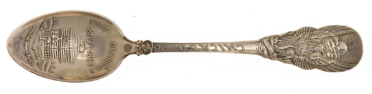 States & Cities Souvenir Spoons(Sterling) Illinois Teaspoon by Alvin-1