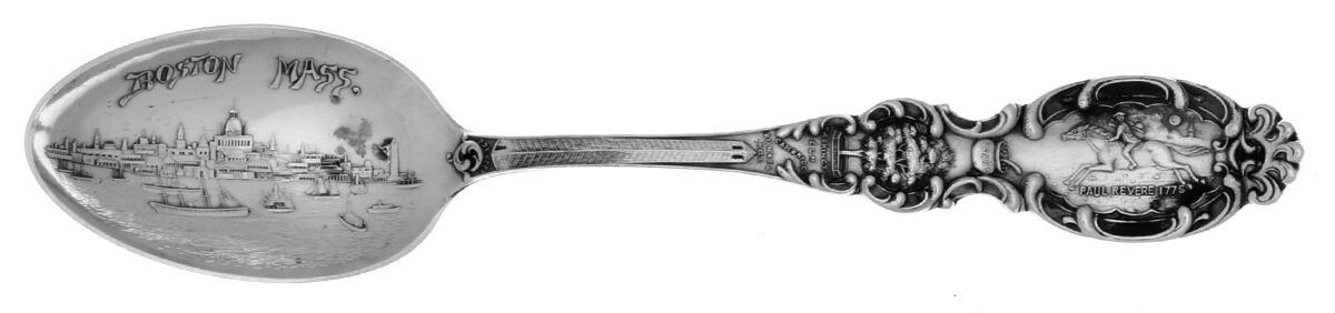 States & Cities Souvenir Spoons(Sterling) Massachusetts Teaspoon by Alvin-1
