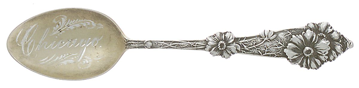 States & Cities Souvenir Spoons(Sterling) Illinois Five O'Clock Spoon by Alvin-1