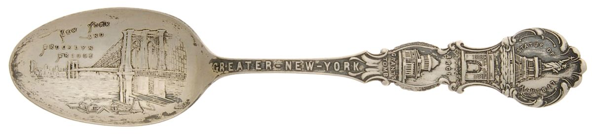 States & Cities Souvenir Spoons(Sterling) New York Teaspoon by Alvin-1