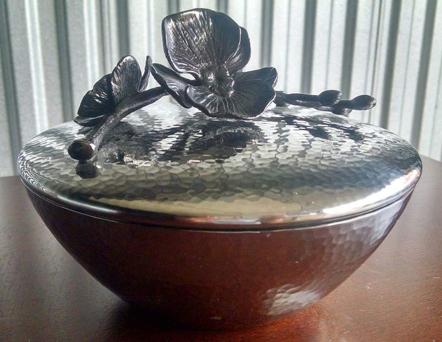 Black Orchid (Giftware) Candy Dish with Lid by Michael Aram-1