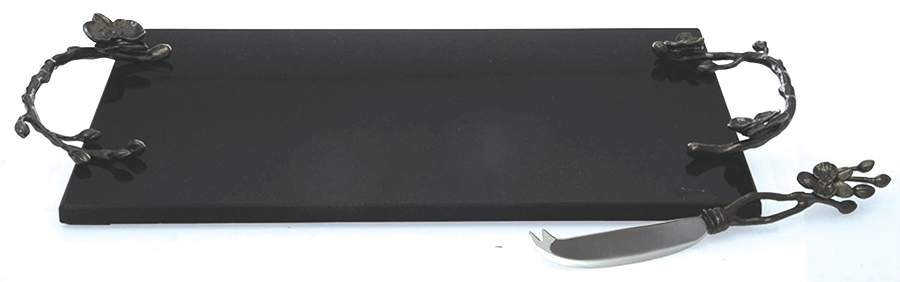 Black Orchid (Giftware) Cheese Board & Knife Set by Michael Aram-1