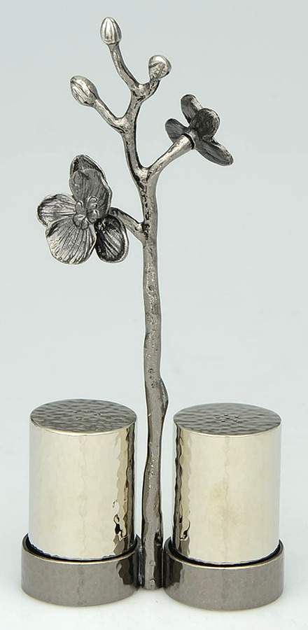Black Orchid (Giftware) Salt and Pepper Set with Stand by Michael Aram-1