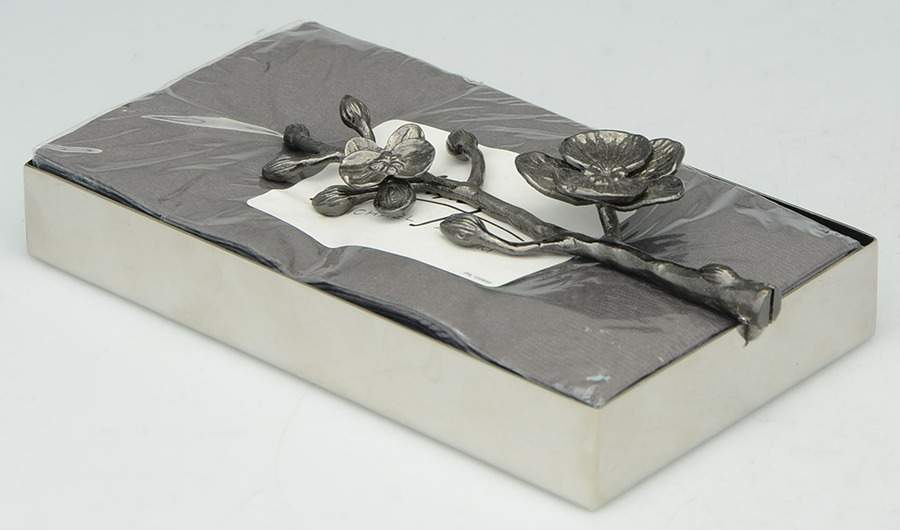 Black Orchid (Giftware) Rectangular Towel Holder with Guest Towels & Weight by Michael Aram-1