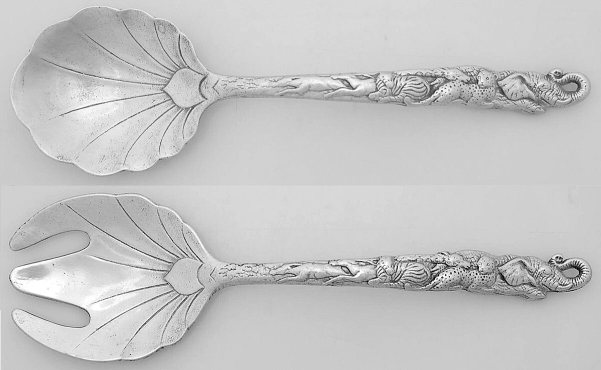 Endangered Kingdom (Aluminum, Hollowware) (2 Pc) Solid Salad Set by Arthur Court-1