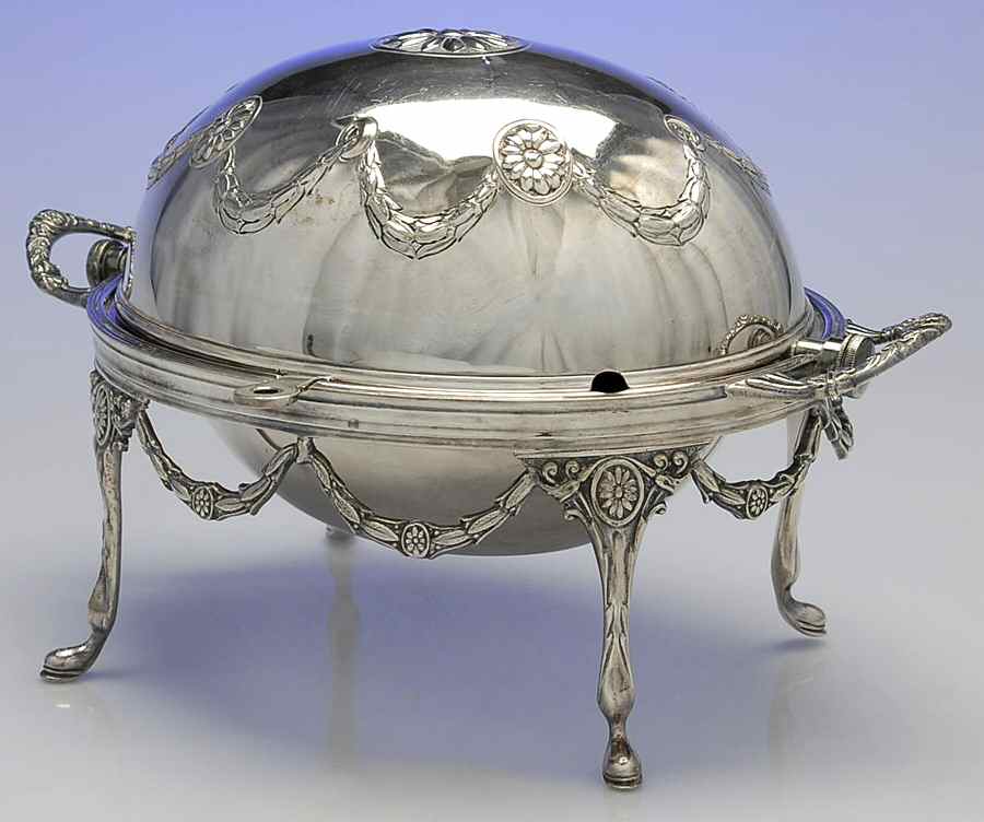 Silverplate Hollowware Medium Breakfast Server W/Revolving Top by Alexander Clark Co-1