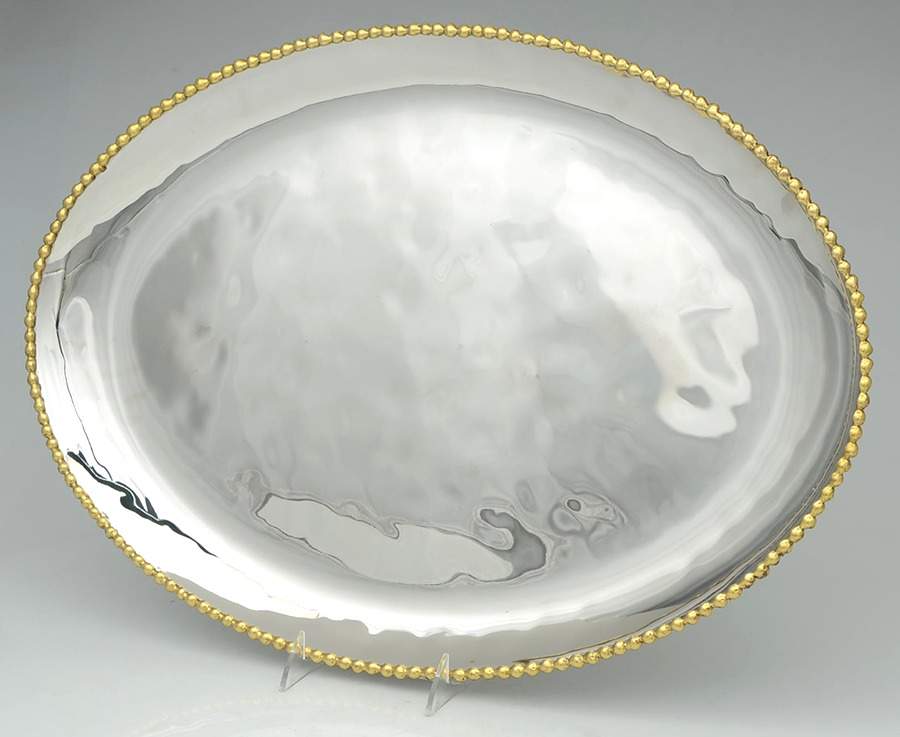 Molten (Stainless, Hollowware) 21" Oval Serving Platter by Michael Aram-1