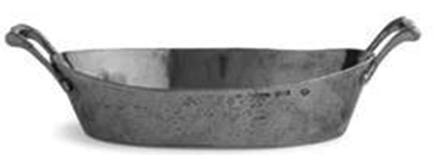 Vintage Pewter (Pewter, Hollowware) 12" Oval Handled Bowl by Arte Italica-1