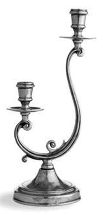 Vintage Pewter (Pewter, Hollowware) 2 Light Candelabra Branch by Arte Italica-1