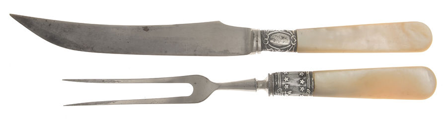 Pearl Handle 1 (Sterling) Pearl Handle Small Stnls Bld,Steak 2Pc Carving Set by A. J. Jordan-1