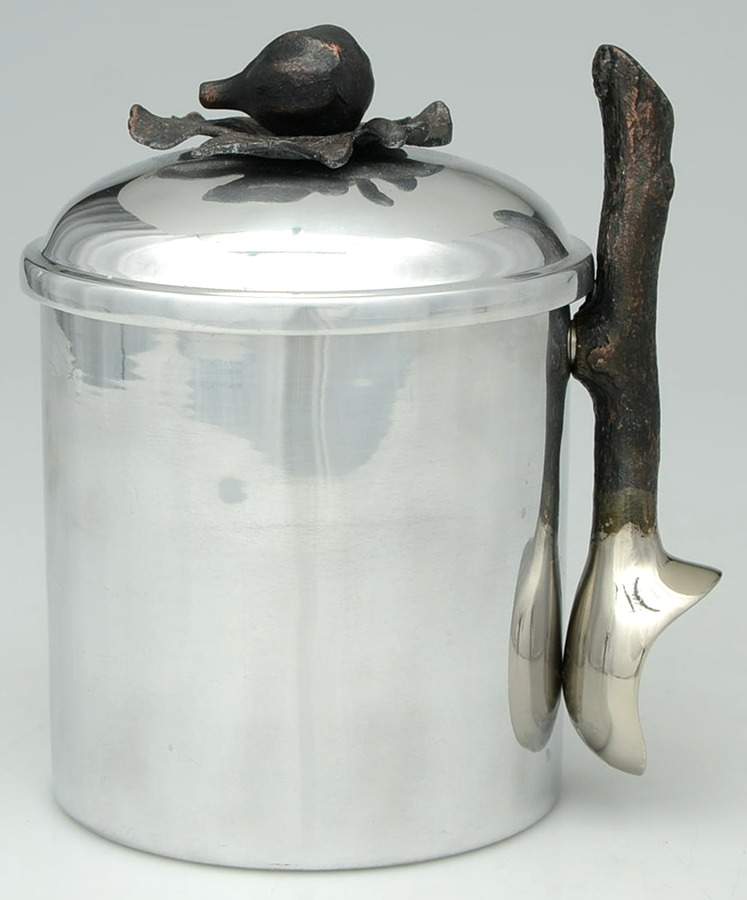 Fig Leaf (Metal, Hollowware) 64 Oz Ice Cream Cooler with Lid & Scoop by Michael Aram-1