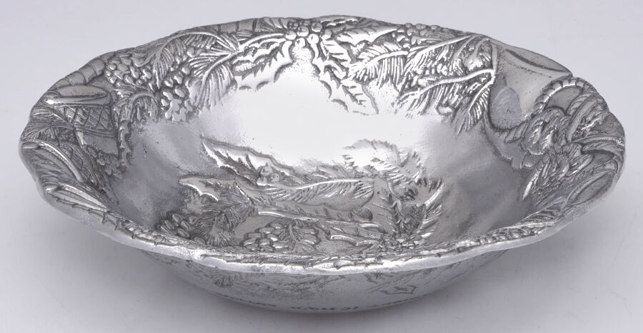 Christmas Holly (Aluminum, Hollowware) 7" Bon Bon Bowl by Arthur Court-1