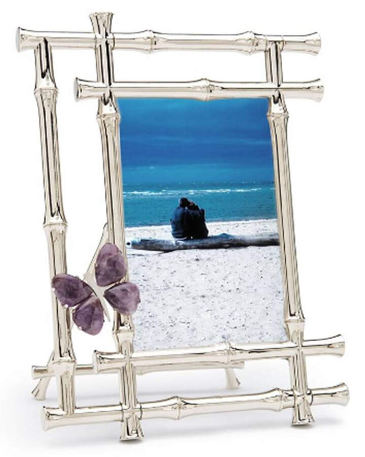 Butterfly Bamboo (Nickelplate, Hollowware) Frame-Holds 4" X 6" by Arthur Court-1