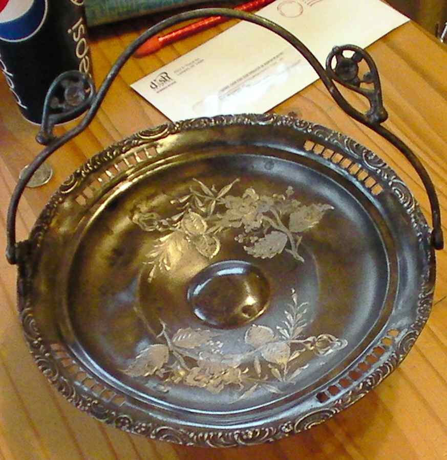 655 (Silverplate, Hollowware) Footed Handled Cake Basket by Adelphi-1