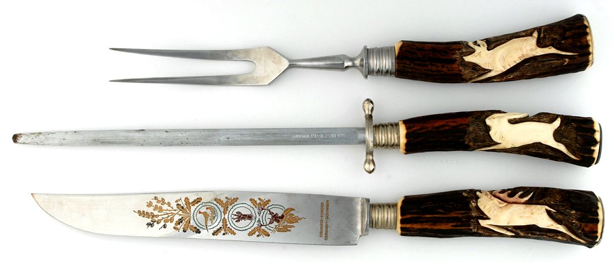 AWJ6 (Stainless) Large 3-Piece Roast Carving Set w/ Stainless Blade by Anton Wingen, Jr-1