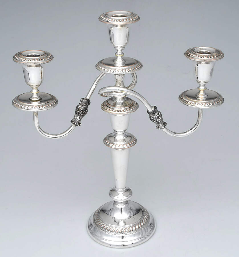 213 (Silverplate, Hollowware) 16" 3 Light Candelabra by Art Silver -1