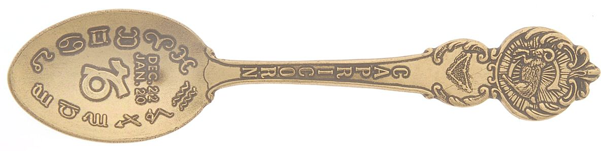 Zodiac Spoons (Gold Wash on Brass) Five O'Clock Spoon by American Coll Guild-1