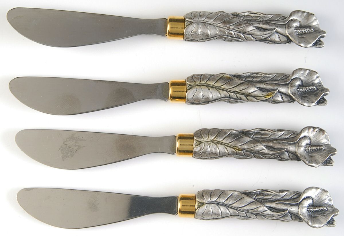 Calla Lily (Other) Flat Handle Butter Spreader - Set of 4 with Case by Arthur Court-1