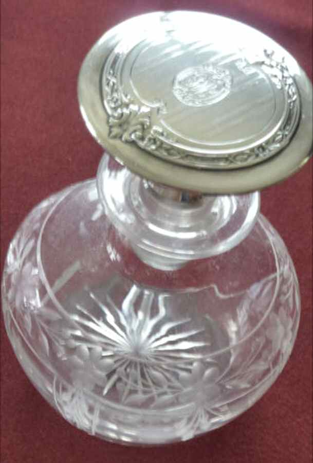 105 (Sterling, Hollowware) Crystal Perfume Bottle with Sterling Stopper by Alvin-1