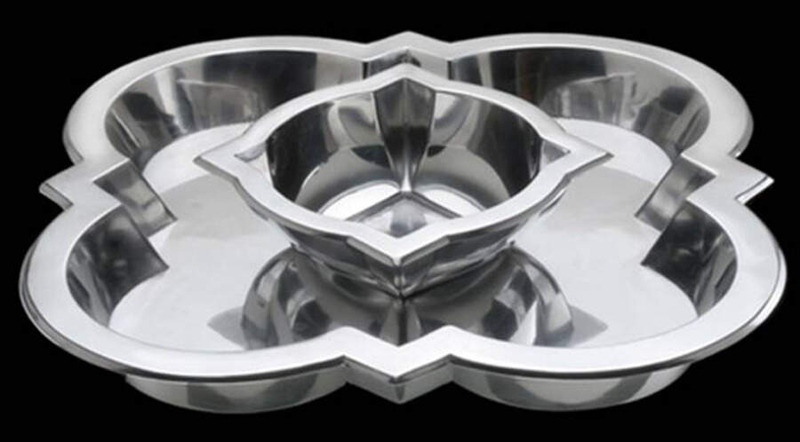 Quattro (Aluminum, Hollowware) 2 Piece Chip & Dip Set by Arthur Court-1
