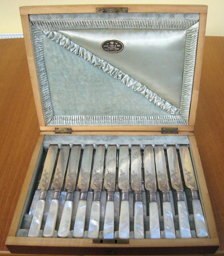 Pearl Handle 1 (Silverplate) Dessert Knife with Silverplate Blade by Allen & Darwin-1