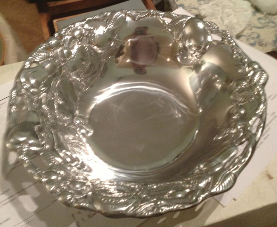 Della Robia (Aluminum, Hollowware) 12" Salad Serving Bowl by Arthur Court-1