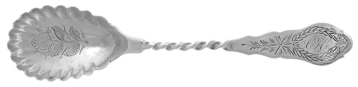 ALC22 (Coin) Sugar Shell Spoon, Bright Cut by Albert Coles-1
