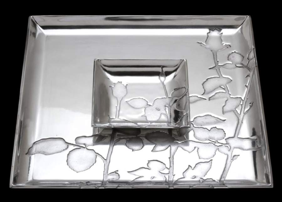Rose (Aluminum, Hollowware) 2 Piece Chip & Dip Set by Arthur Court-1