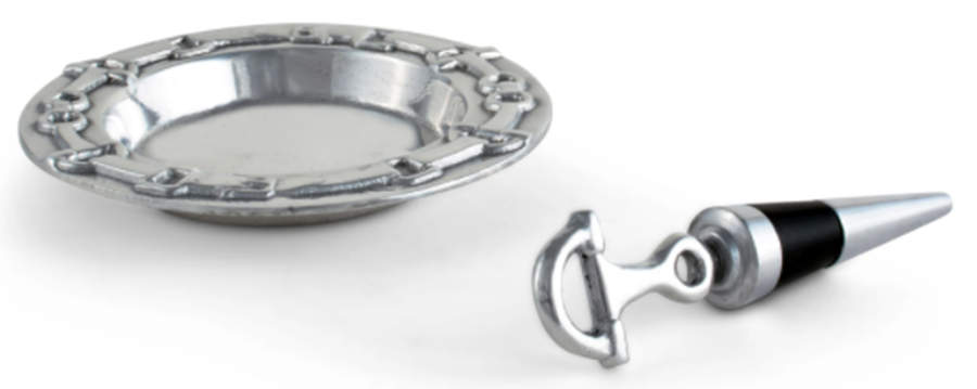 Equestrian (Aluminum, Hollowware) Wine Bottle Coaster & Stopper (WCO & WISTO) by Arthur Court-1