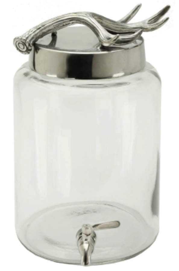 Antler (Pewter, Hollowware) Glass Beverage Server with Metal Lid by Arthur Court-1