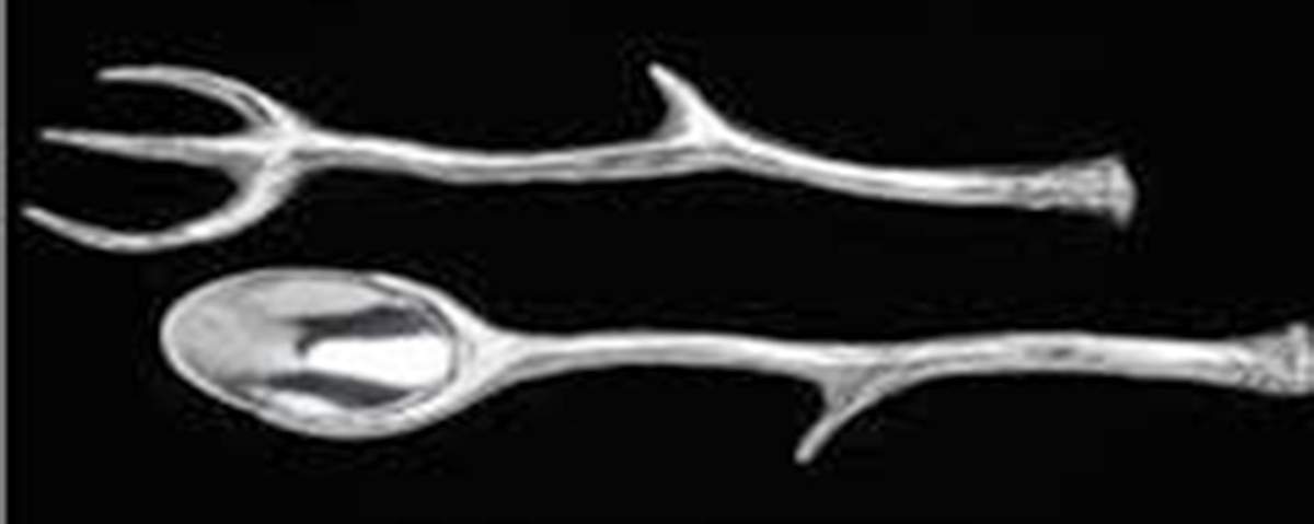 Antler (Pewter, Hollowware) (2 Pc) Solid Salad Set by Arthur Court-1
