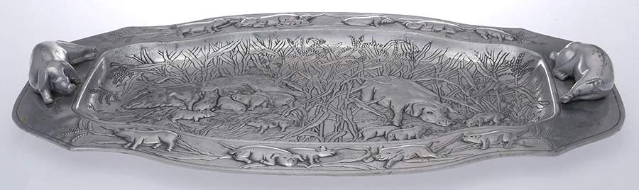 Farmyard (Aluminum, Hollowware) 22" Rectangular Platter by Arthur Court-1