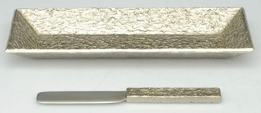 Block (Nickelplate, Hollowware) Cheese Board & Knife Set by Michael Aram-1