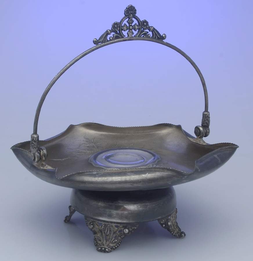 375 (Silverplate, Hollowware) Footed Handled Cake Basket by Anchor Silverplate Co-1