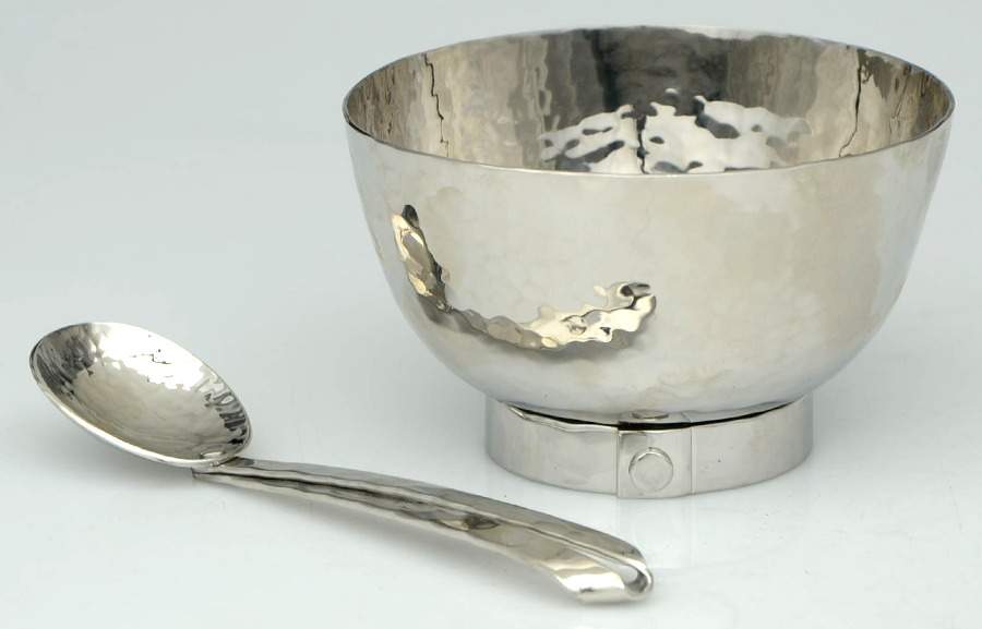 Rivet (Stainless, Hollowware) Serving Nut Bowl & Spoon Set by Michael Aram-1