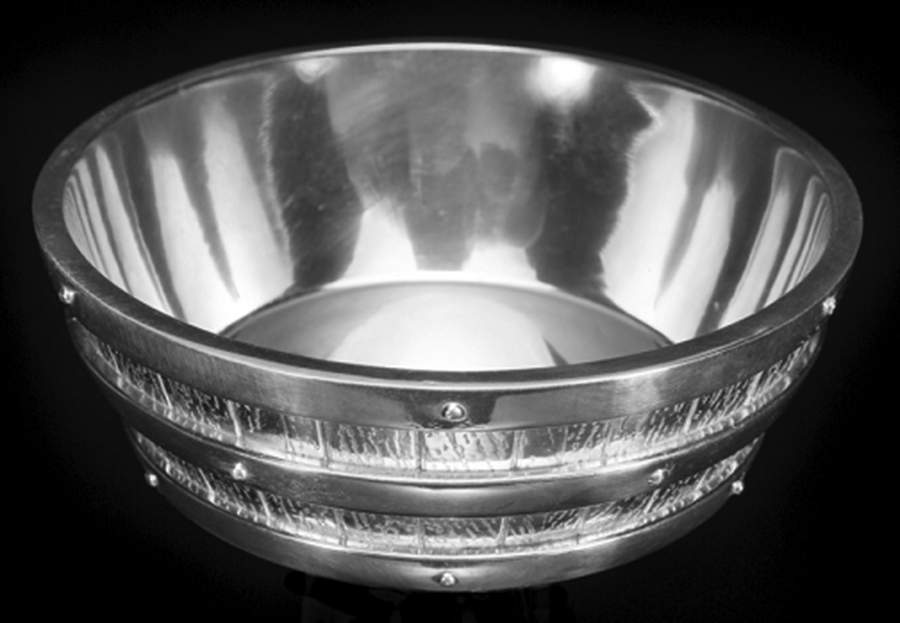 Barrel (Aluminum, Hollowware) Nut Serving Bowl by Arthur Court-1