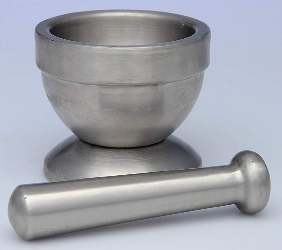 8395 (Stainless, Hollowware) Pestle & Mortar Set by Amco Houseworks-1